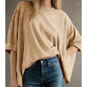 Dokotoo Womens Oversized Croptop T-shirt Tan Size Large